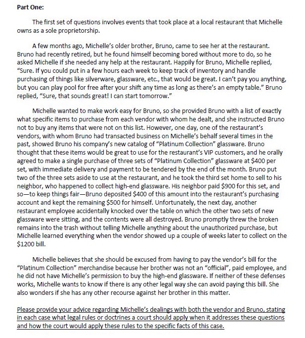 Using the IRAC method, analyze this case. Part One: The first set