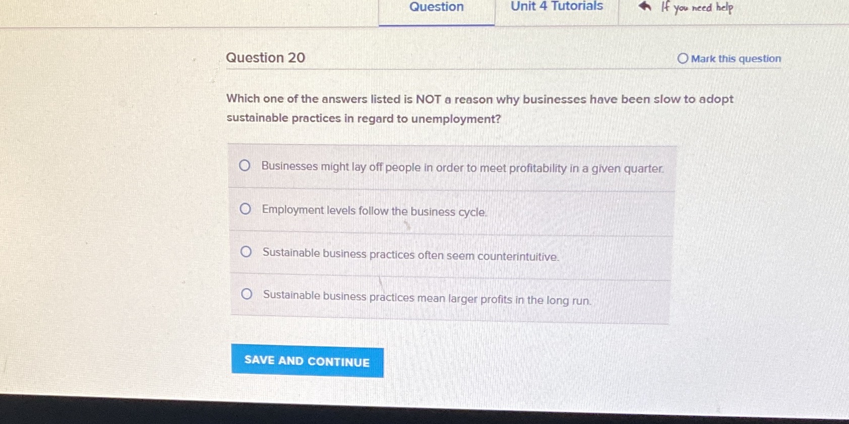  Question Unit 4 Tutorials If you need help Question 20 Mark