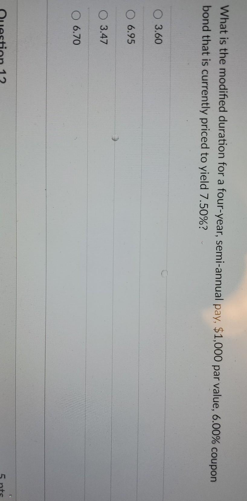 What is the modified duration for a four-year, semi-annual pay, $1,000