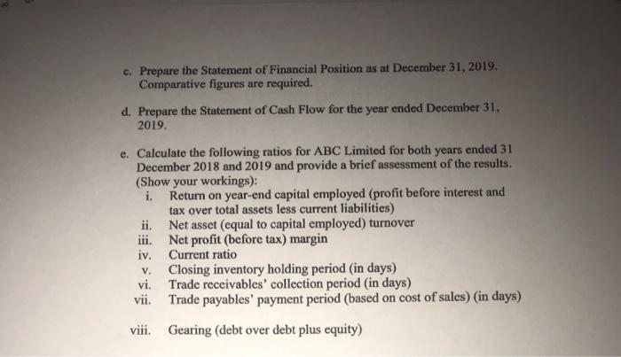 the statement of changes in equity for the year ended december 31,2019.?