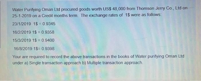  Water Purifying Oman Ltd procured goods worth US$ 48,000 from Thomson