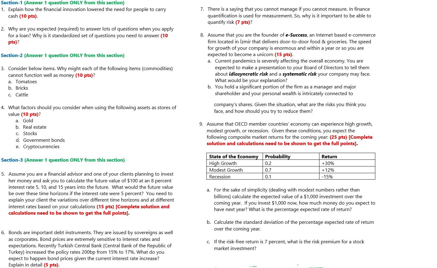  Section-1 (Answer 1 question ONLY from this section) 1. Explain how