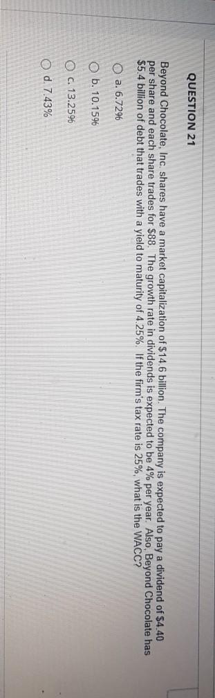 please please solve this Question in 30 minutes QUESTION 21 Beyond Chocolate,