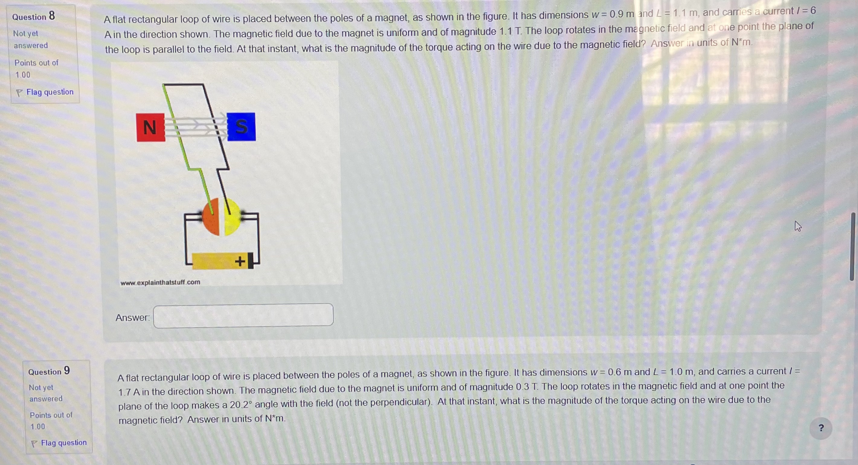 in the figure, the wire between the poles of the horseshoe magnet