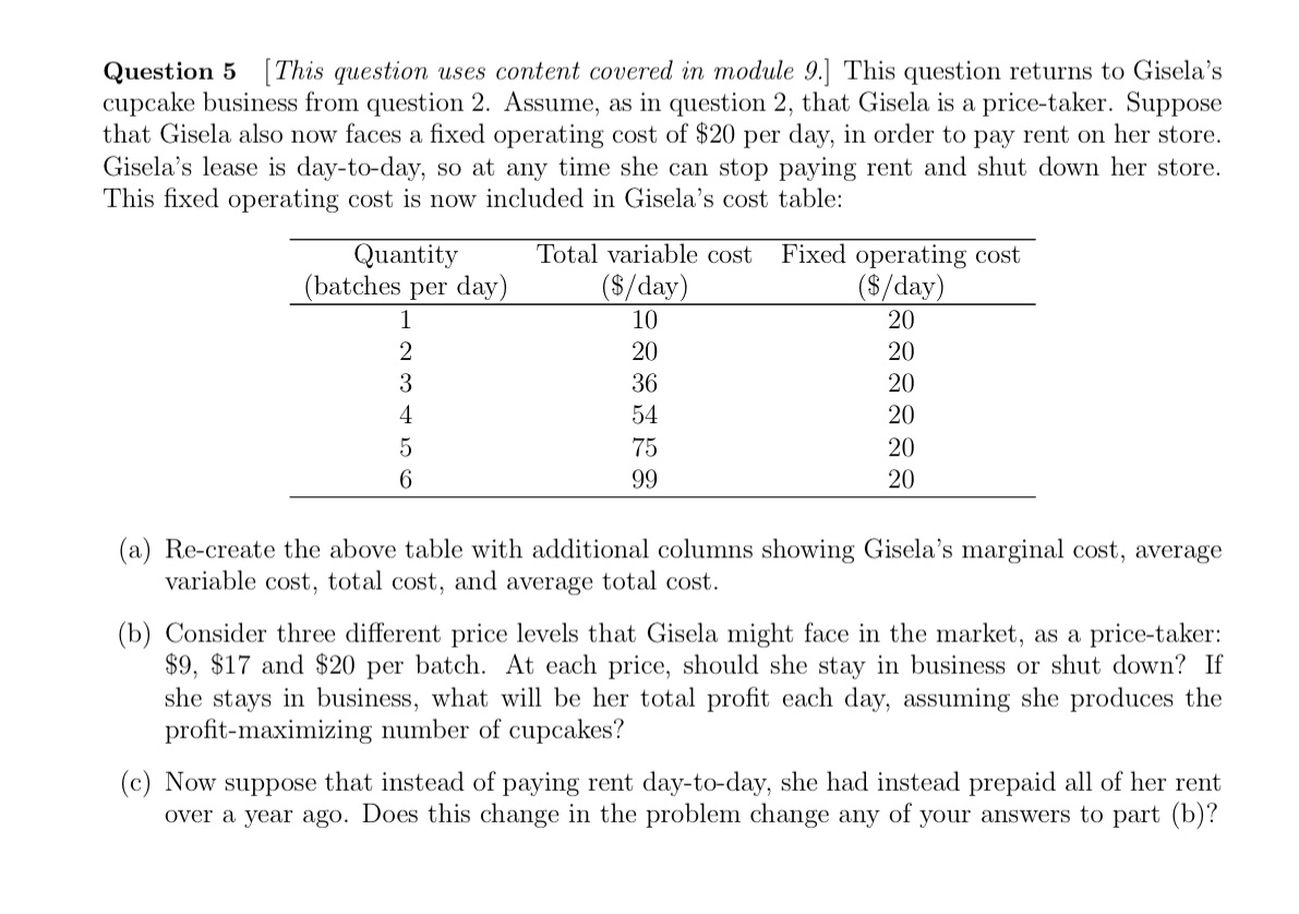 Please help Question 5 [This question uses content (towered in rrtodule 9.]