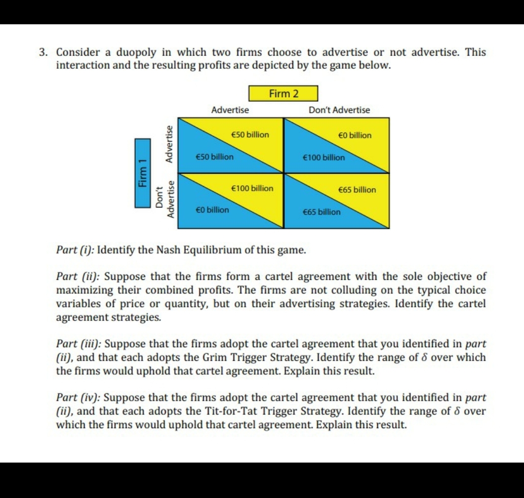 Please answer this question 3. Consider a duopoly in which two firms