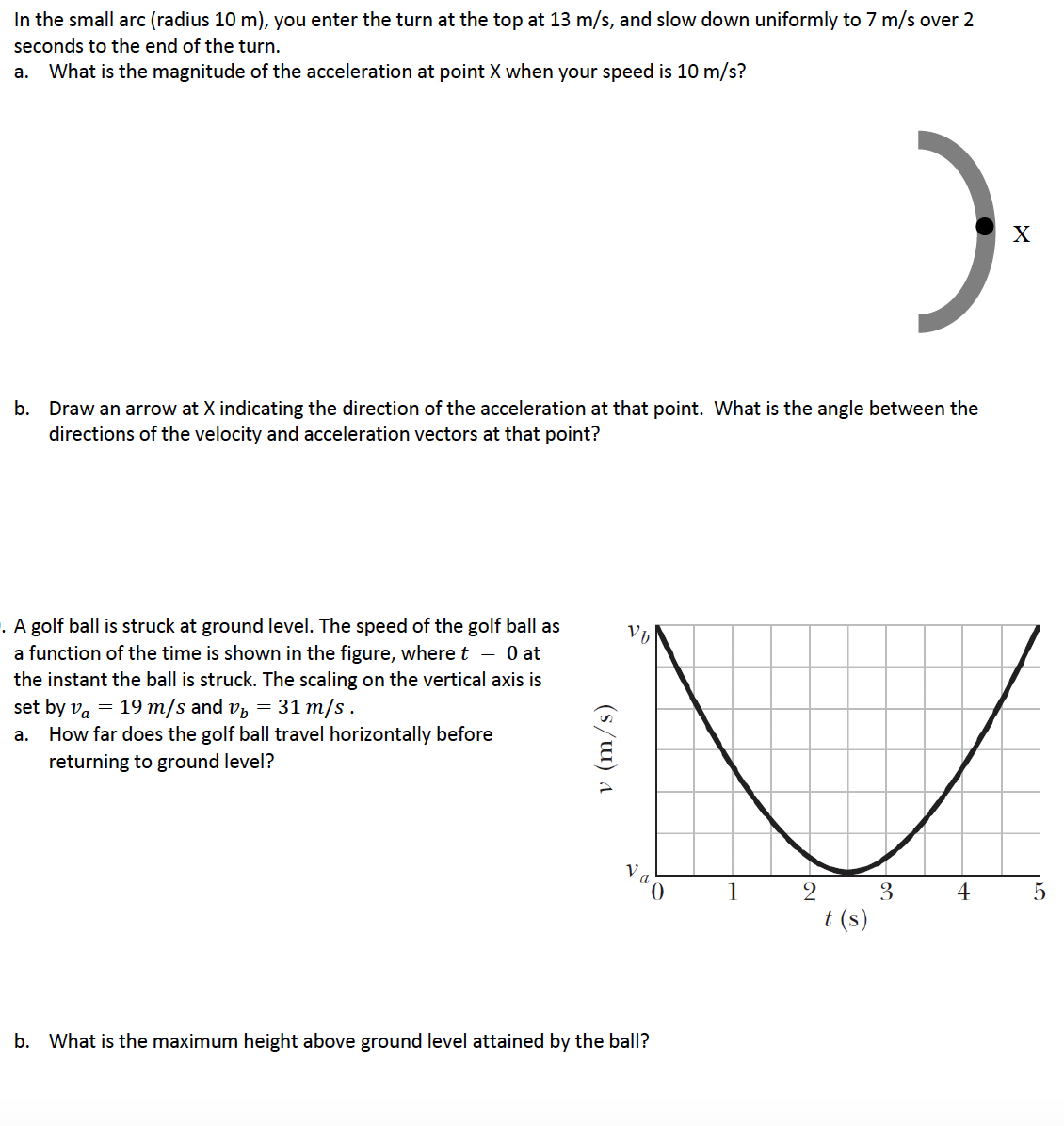 In the small arc (radius 10 m), you enter the turn