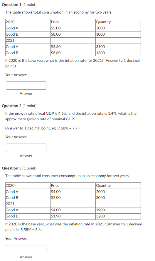 Chapter 5: FIXED BLUR Question 1 (1 point) The table shows total