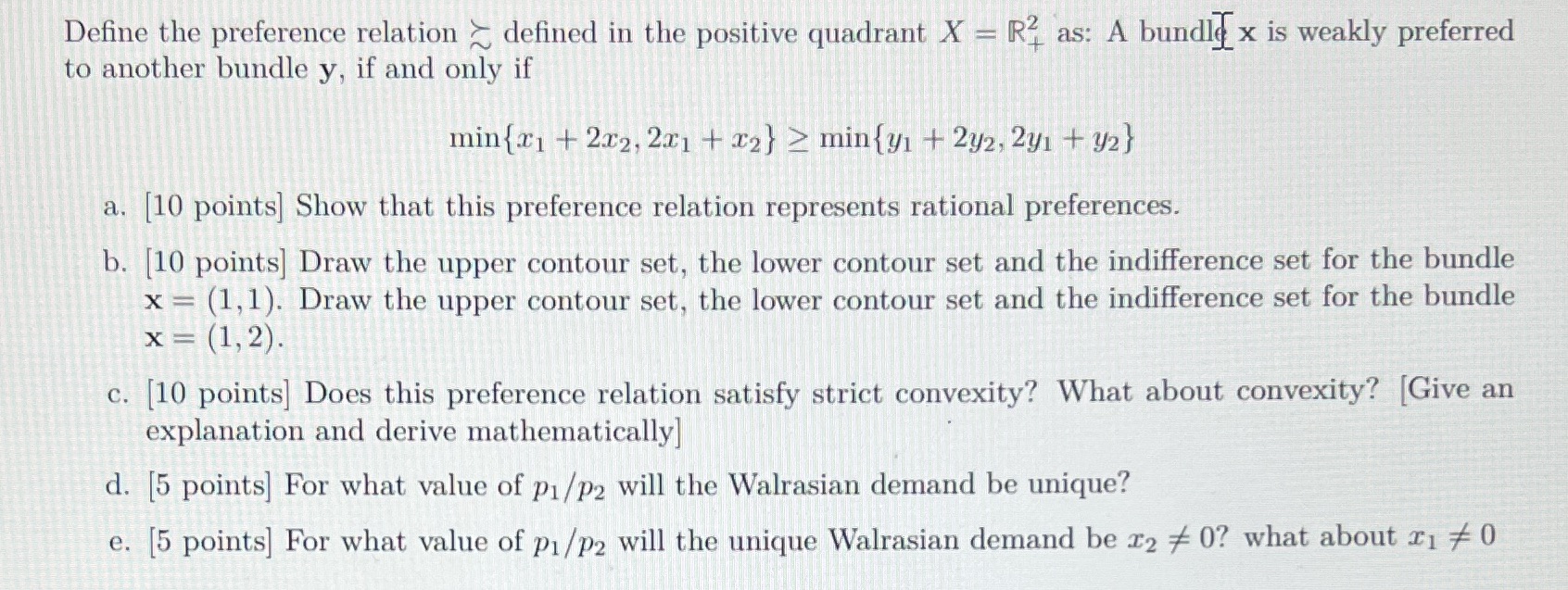 Define the preference relation ~ defined in the positive quadrant X