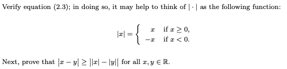 Verify equation (2.3); in doing so, it may help to think