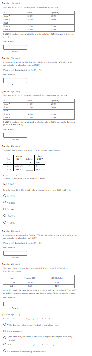 Chapter 5: URGENT pls help Question 1 (1 point) The table shows