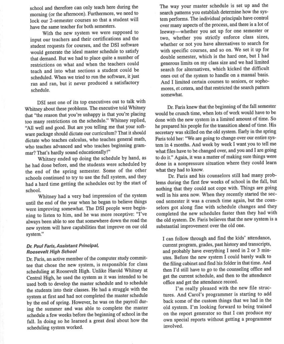 sent some people out to consult with Andrews and her staff on