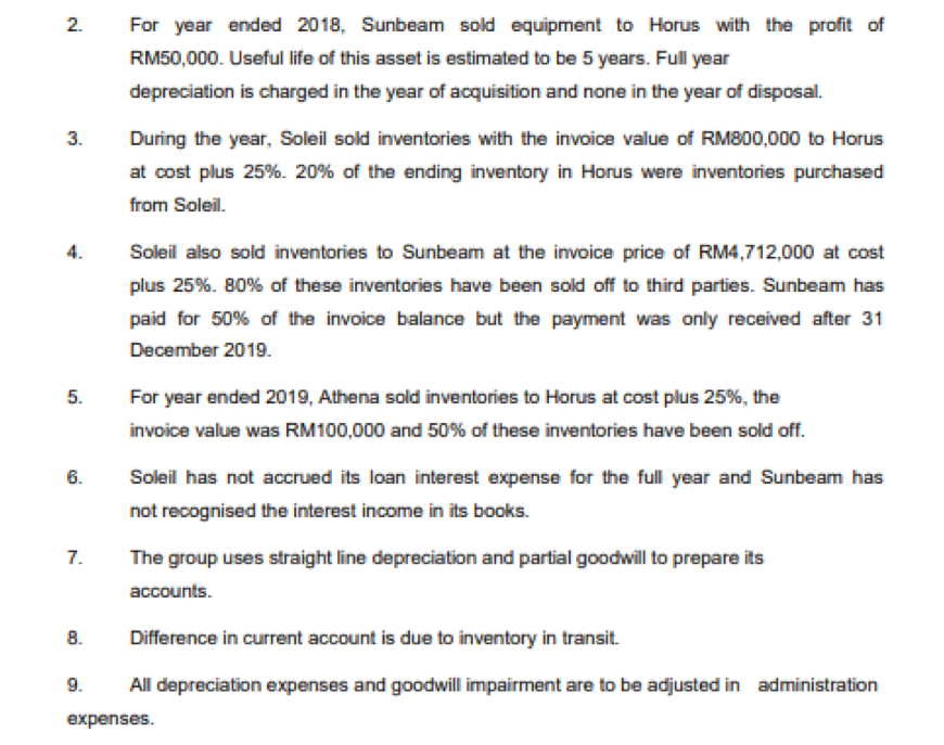 a) Determine the goodwill for all the investments. b) Prepare the Group