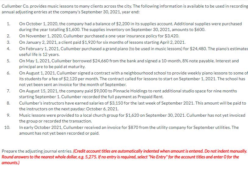 Cullumber Co. provides music lessons to many clients across the city.