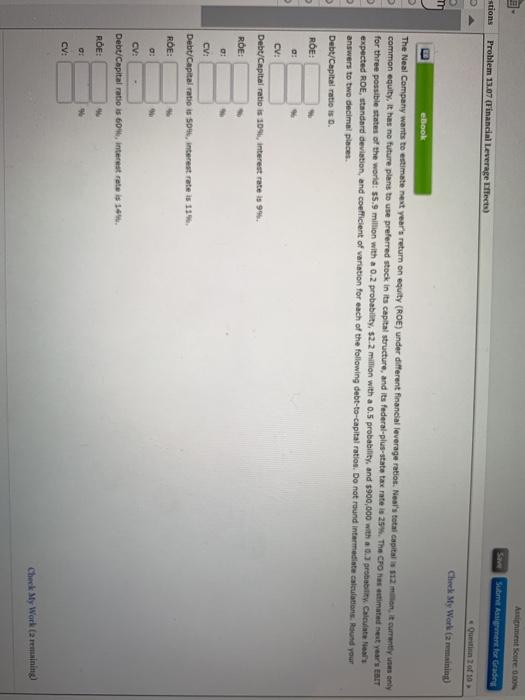  Auments 0.00 Suomessige for deg stions Problem 13.07 (Financial Leverage Effects)