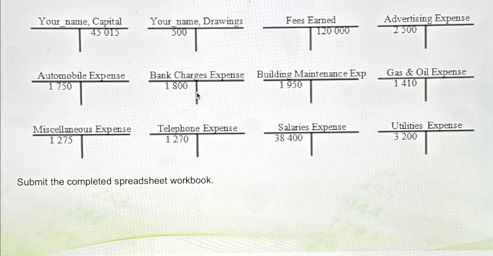  More Expanded Ledger Work Assignment For this assignment, be sure to