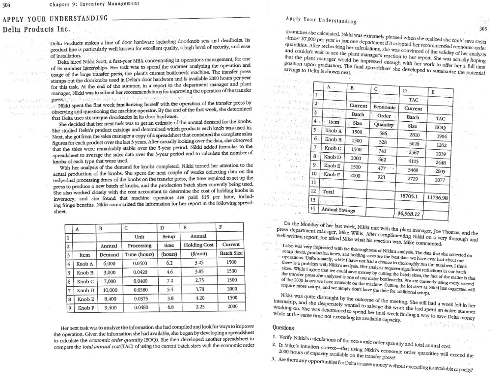  Please show calculations! 304 Chapter 9: Inventory Management APPLY YOUR UNDERSTANDING