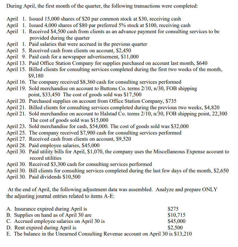 a perpetual inventory system. Prepare an adjusted trial balance, income statement, retained