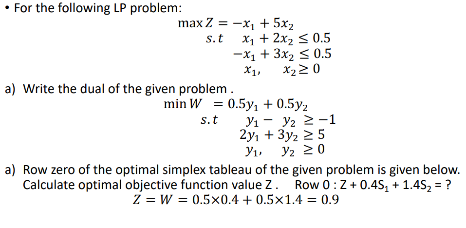  can you slove this questions (For)))For the following LP problem: maxZ=-x1+5x2