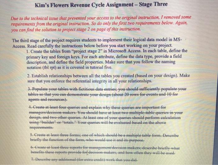  answer first two requirements in detail!!! solution to stage 2 below