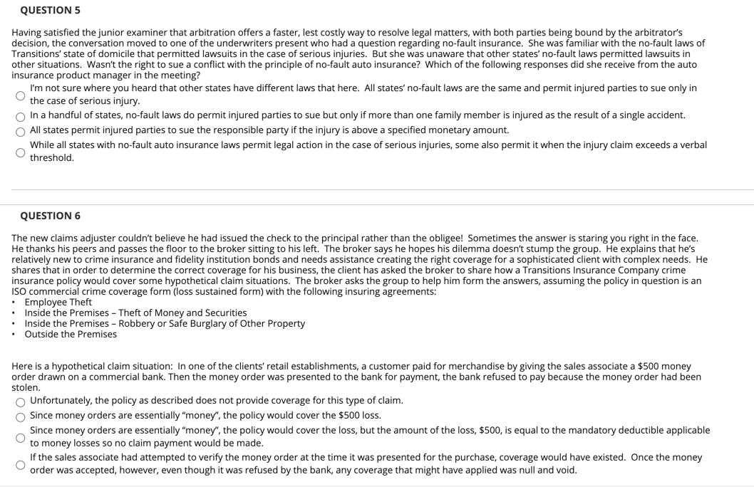  QUESTION 5 Having satisfied the junior examiner that arbitration offers a