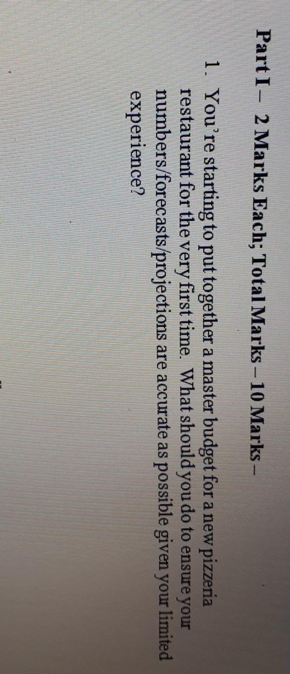  2) 3) 4) Part I- 2 Marks Each; Total Marks 10