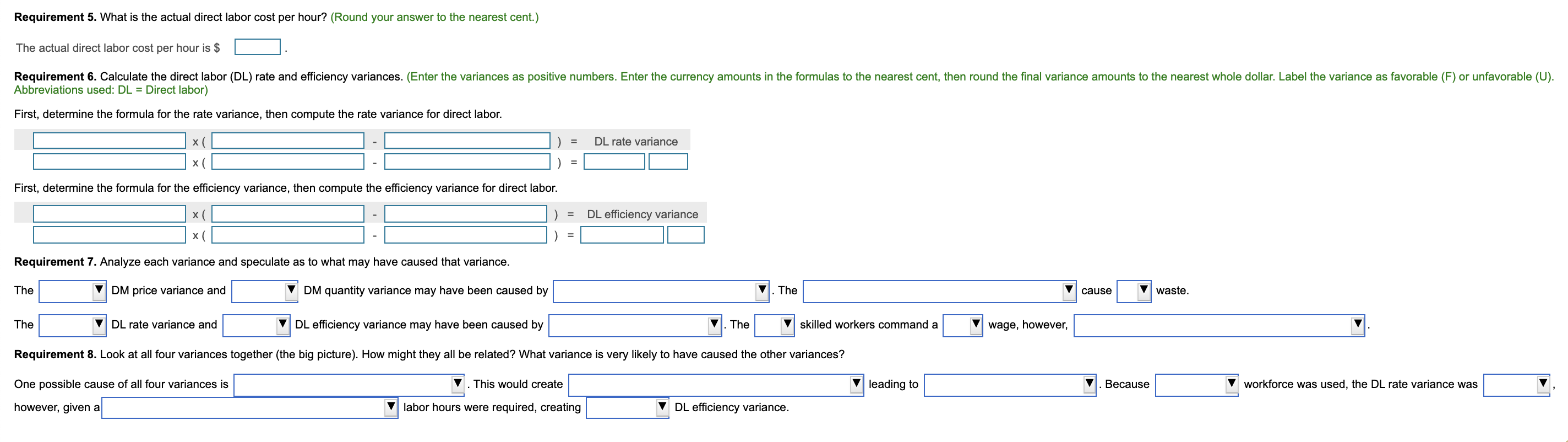 monogrammed blanket. The following are the cost standards for this blanket (Click
