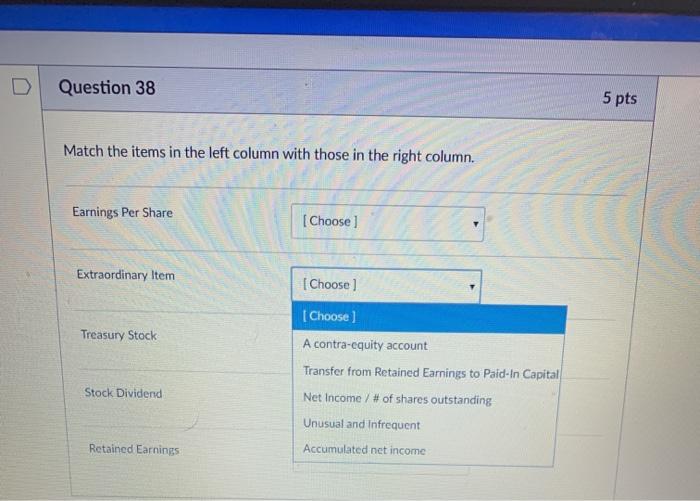 with those in the right column. Earnings Per Share [Choose) Extraordinary Item