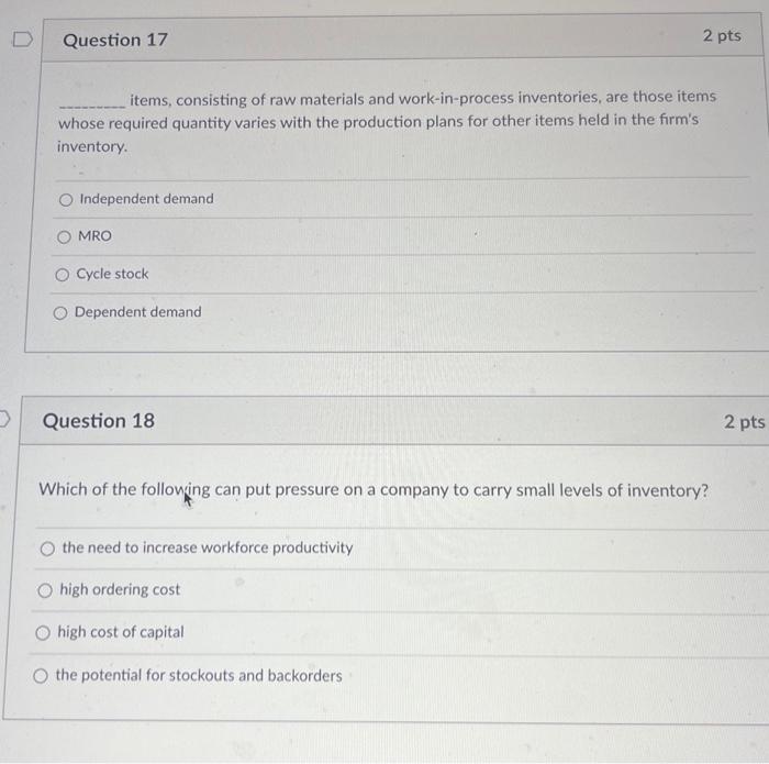  items, consisting of raw materials and work-in-process inventories, are those items