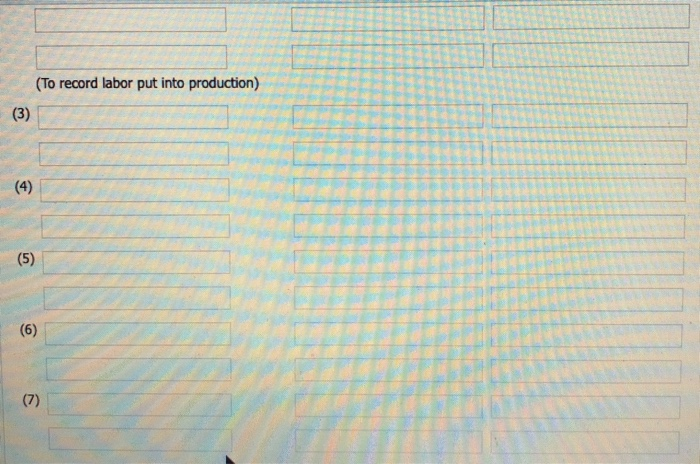 1. Materials purchased on account $194,000, and factory wages incurred $92,400. 2.