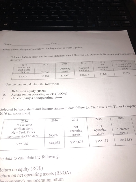  Nume Date: Please answer the questions below. Each question is worth
