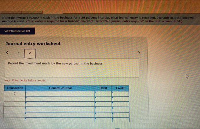 in cash in the business for a 20 percent interest, what journal