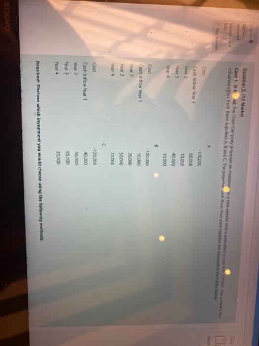  Question 5. (12 Marla) Case 1. (6N) The Chen Company proposes