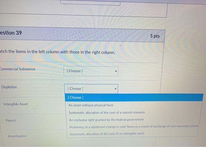 with those in the right column. Commercial Substance [Choose Depletion [Choose An