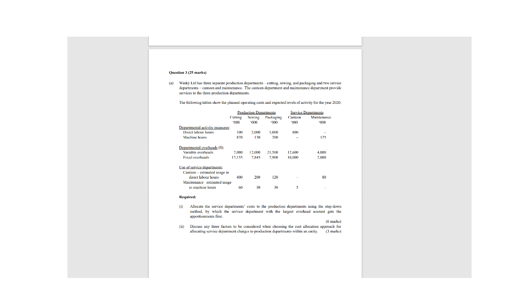 into the Question 3 (25 marks) (a) Winky Lsd has three