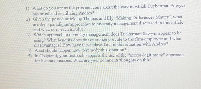  1) What do you see as the pros and cons about