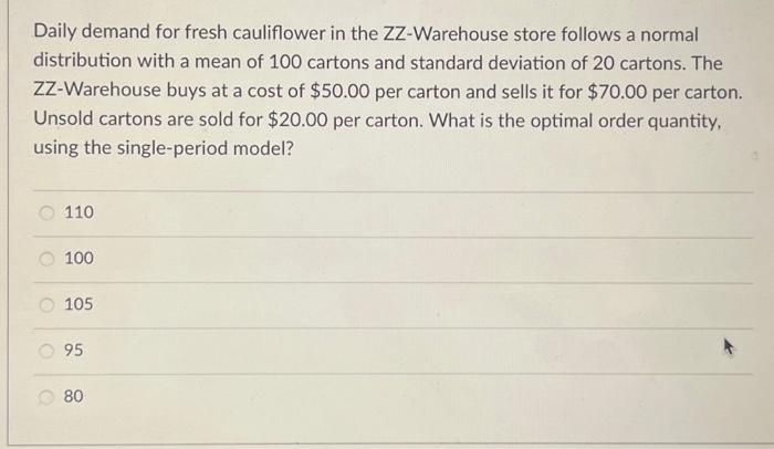 units, a cost per order of $80, and a holding cost per