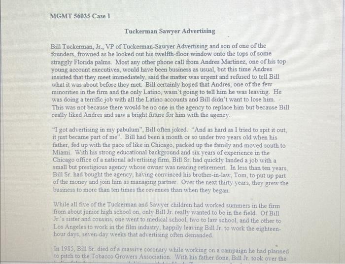 the way in which Tuckerman Sawyer has hired and is utilizing Andres?