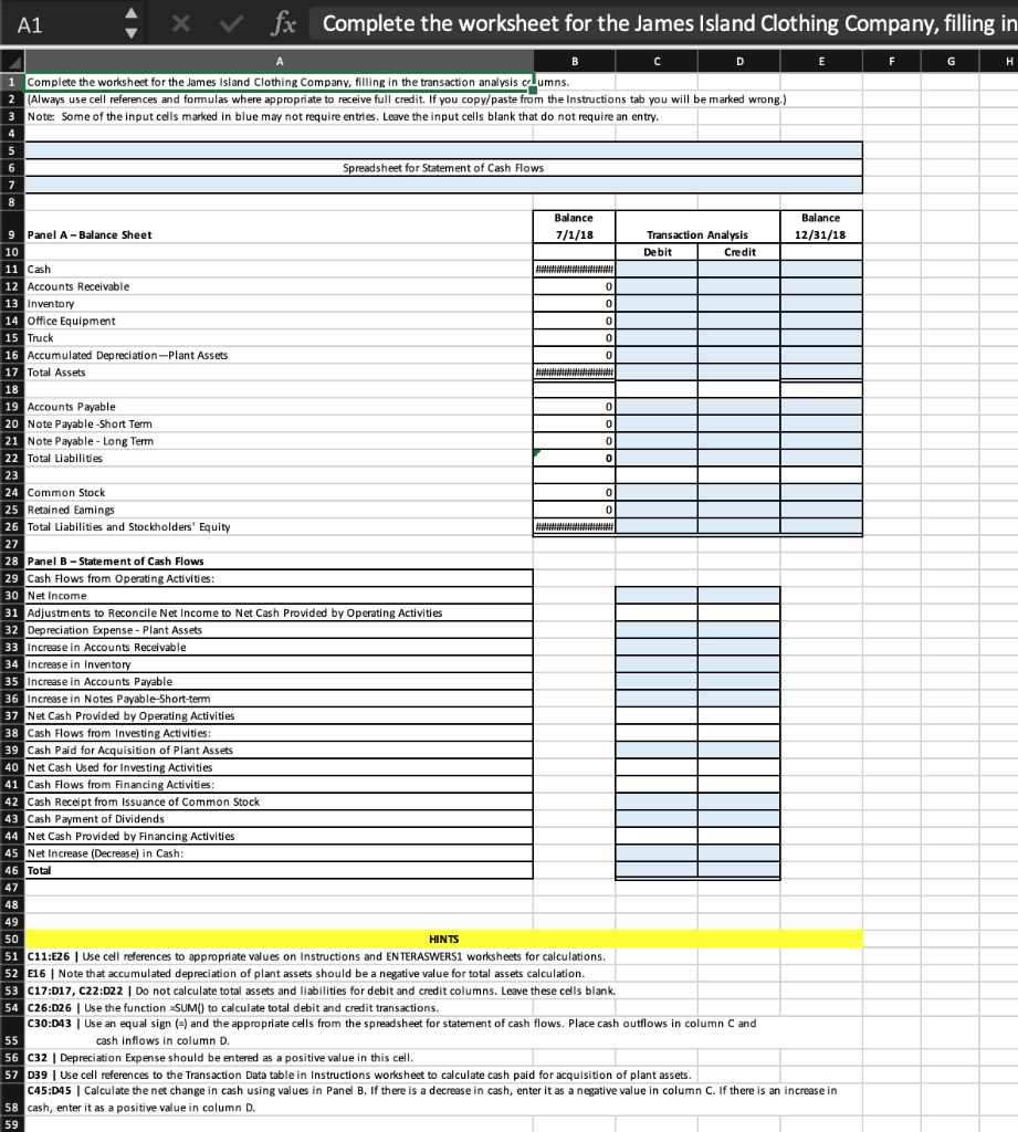 for each cell. thank you! K A1 x fix fx The Statement