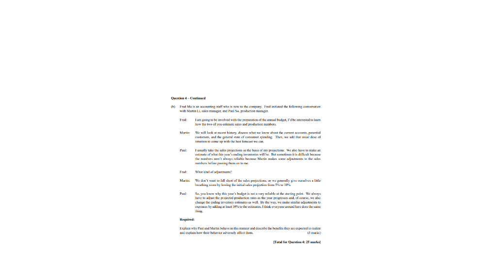 which sells components for computers. The financial controller is preparing the budget