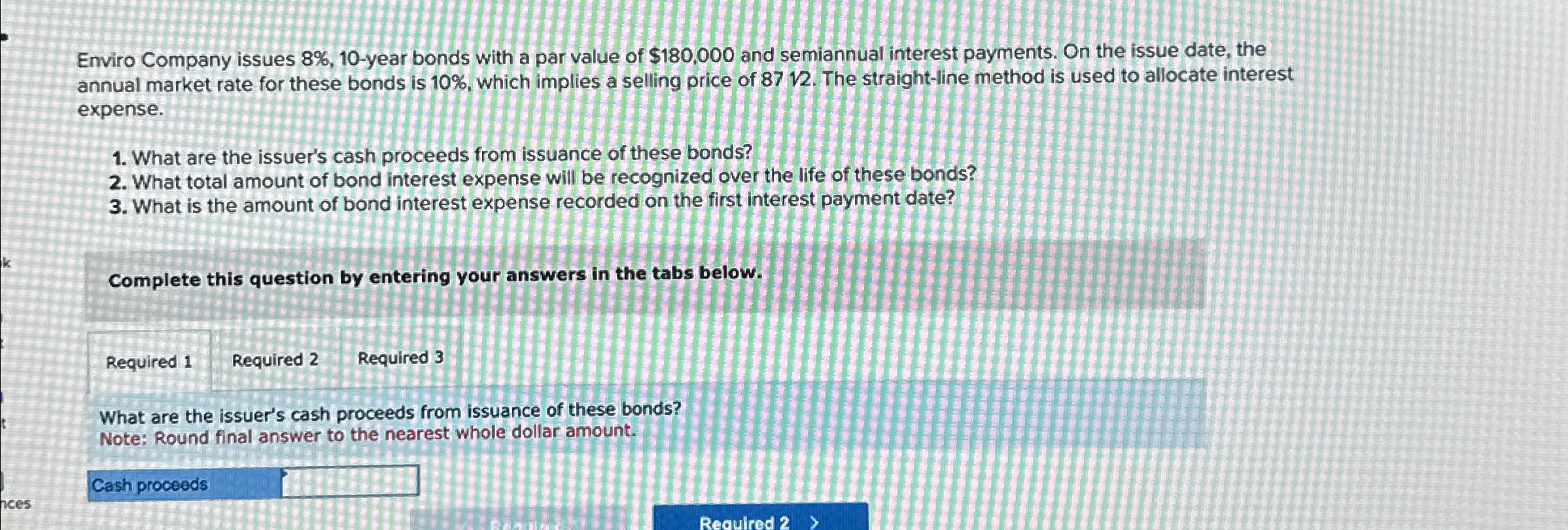  Enviro Company issues 8%,10 year bonds with a par value of