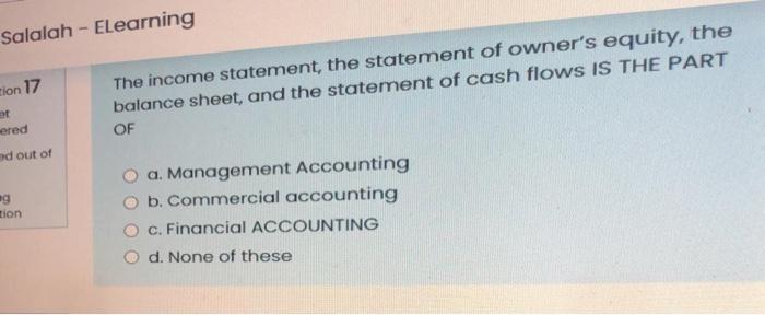 Salalah - ELearning rion 17 at ered The income statement, the