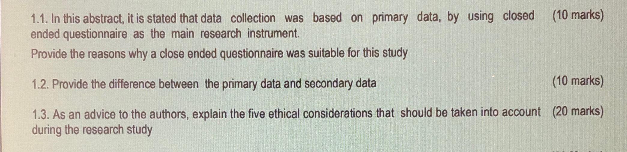  1.1. In this abstract, it is stated that data collection was