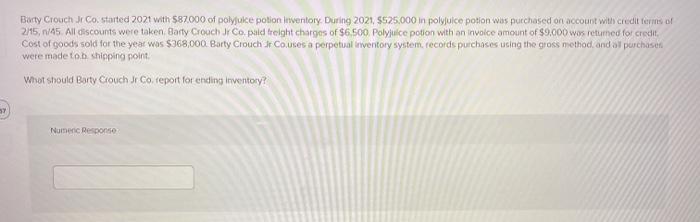  Burty Crouch Jr Co started 2021 with $87.000 of polyjoke potion