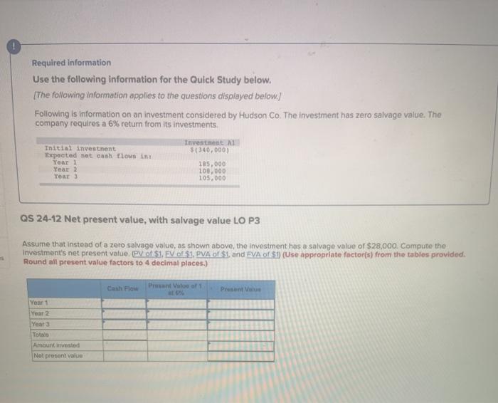 (The following information applies to the questions displayed below.) Following is Information