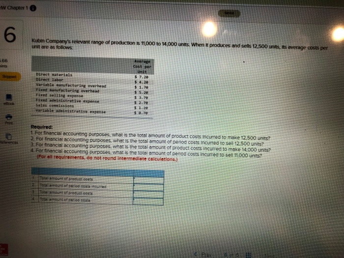  W Chapter 1 Saved 6. Kubin Company's relevant range of production