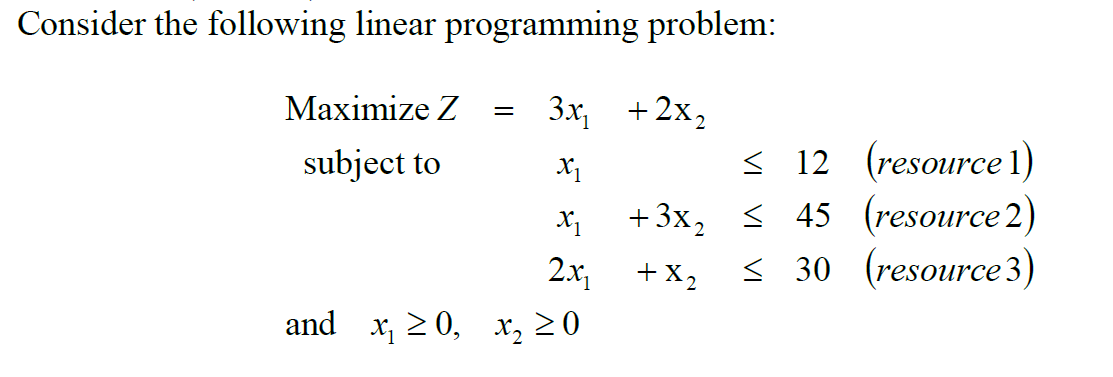 Consider the following linear programming problem: Maximize Z subject to + 3X2