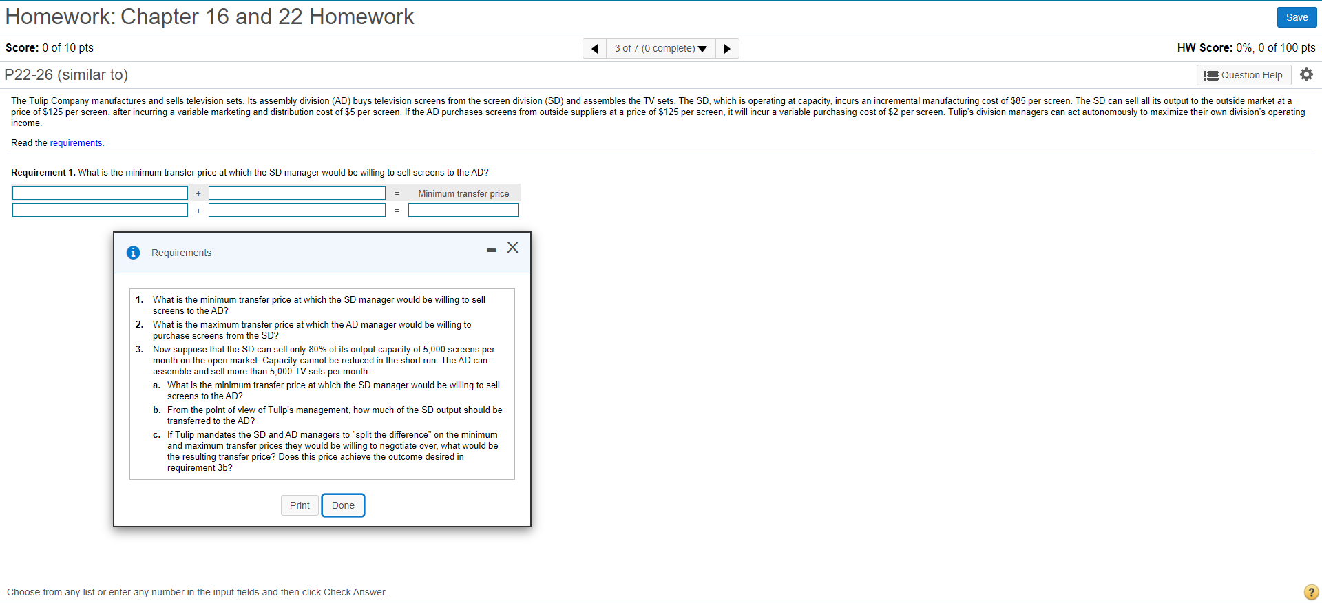 Please answer all requirements. Homework: Chapter 16 and 22 Homework Save Score: