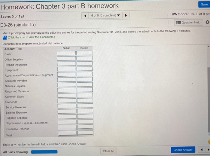 Save Homework: Chapter 3 part B homework Score: 0 of 1 pt