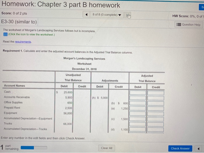 Fill in with the info given. Homework: Chapter 3 part B homework